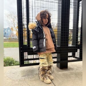 Rockstar Original Black Puffer Jacket with Fur Trim